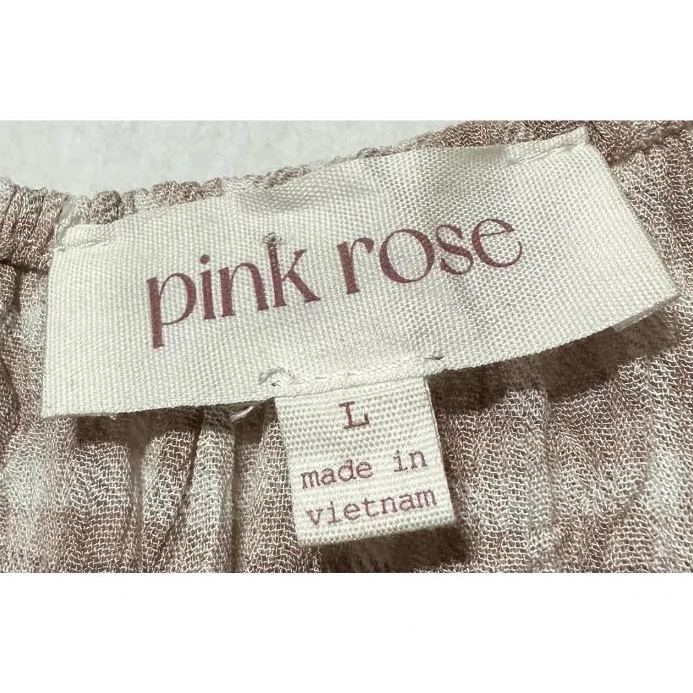 Pink Rose tan white checked shirt size L‎ - Picture 2 of 4